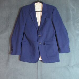 Vintage Tailored Clothing Blazer Mens 36R Blue Woven Jacket Retro Professor 90s
